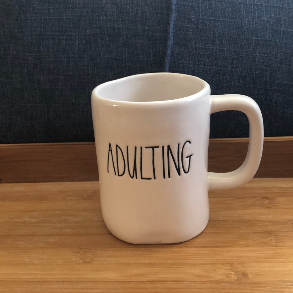Rae Dunn White 'ADULTING' Ceramic Mug